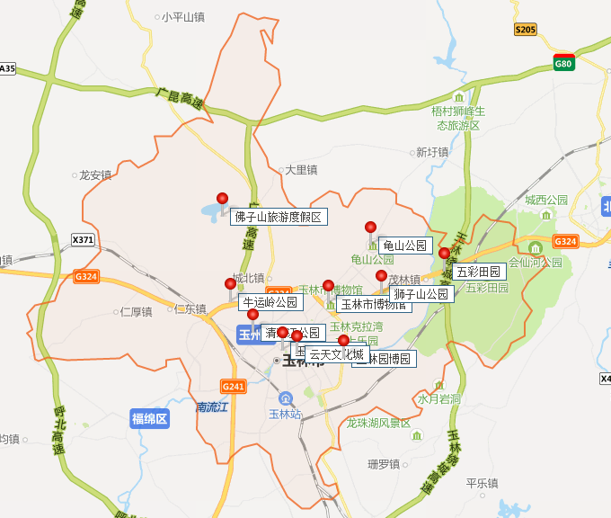 广西玉林市玉州区地图缩略图