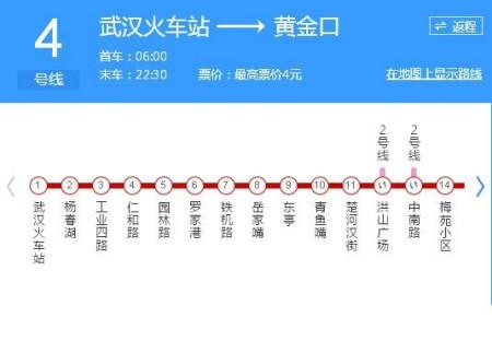 汉口火车站乘地铁到武昌火车站