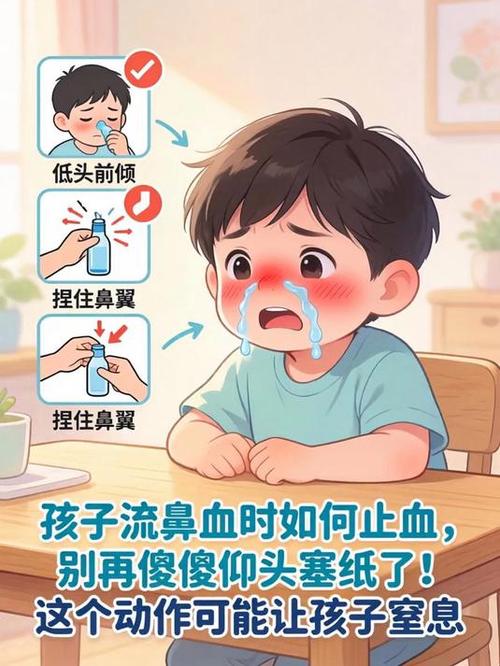 儿童出鼻血后的正确处理方法图标