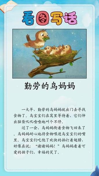 鸟妈妈喂三只小鸟写话缩略图