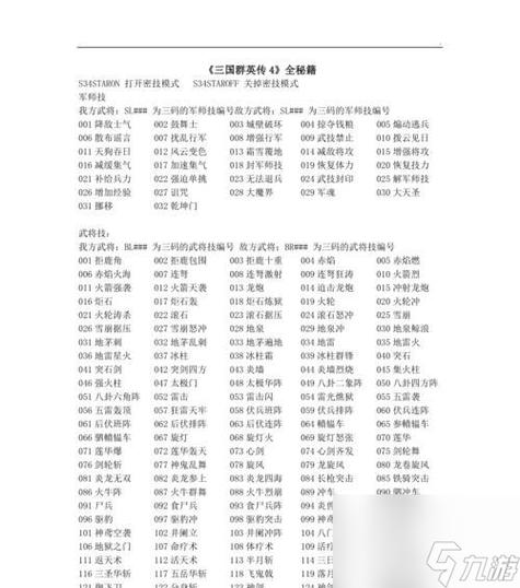 三国群英传5物品全代码秘技