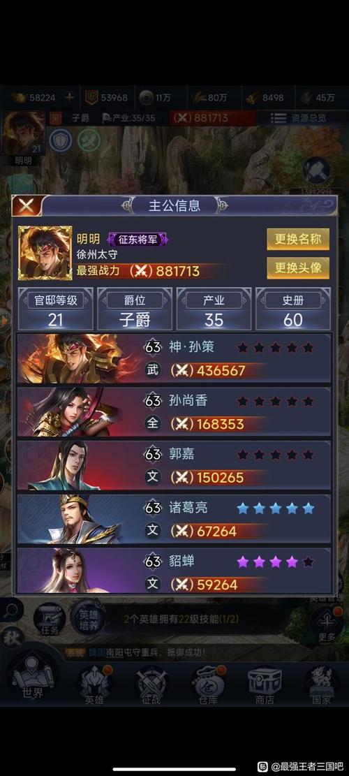 最强王者三国英雄搭配图标