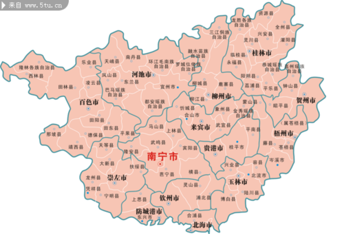 广西省地图各市县缩略图