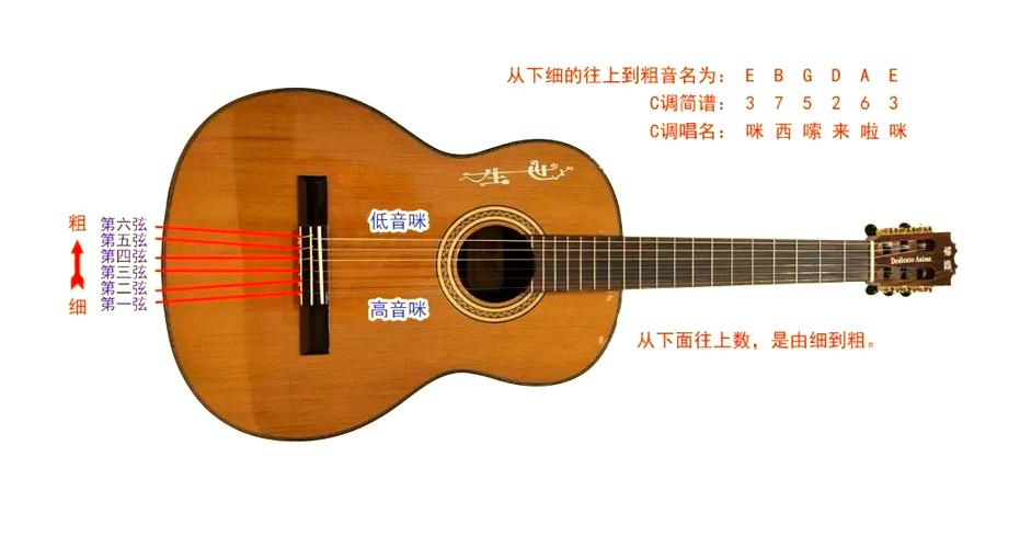 吉他的六根弦分别是什么音