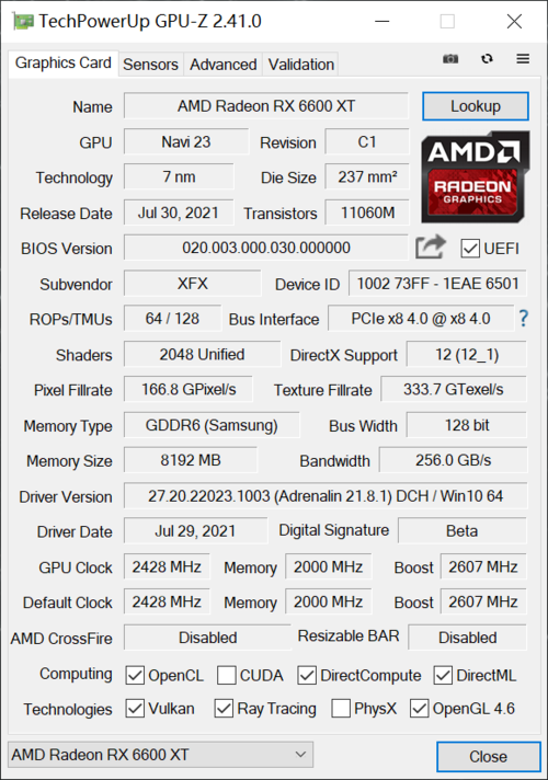 rx6600m和6600xt