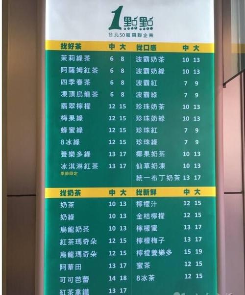 一点点奶茶价格表