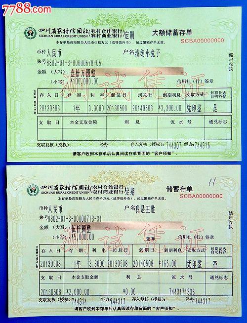 四川农信存单图片