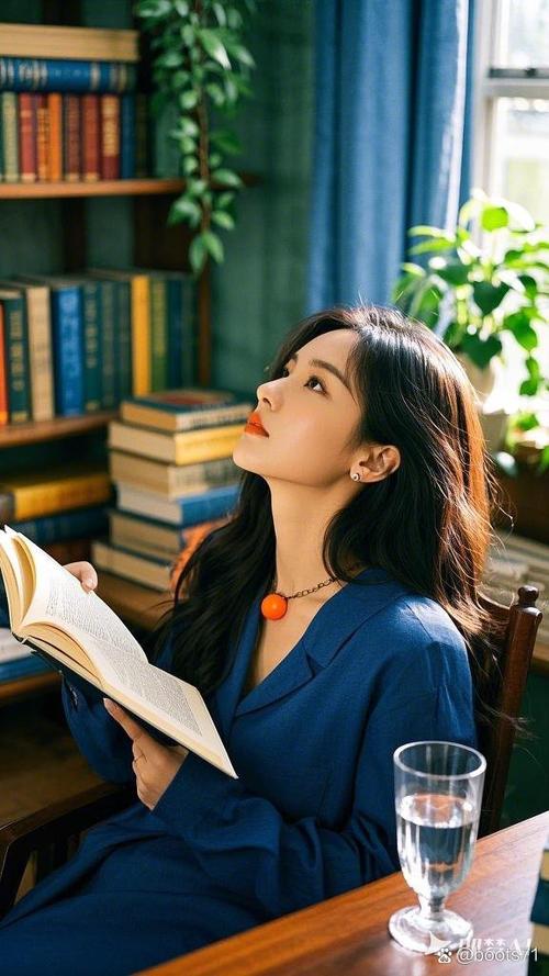画一个女孩在看书漂亮