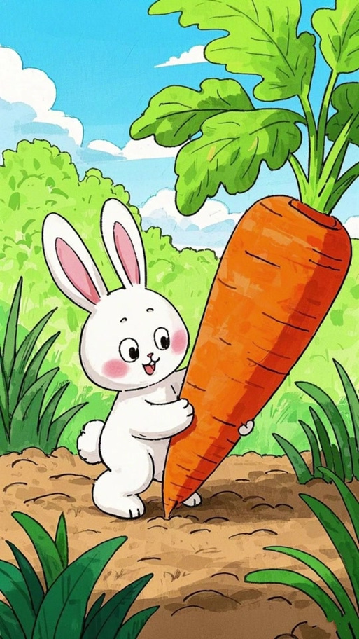 小白兔吃萝卜描写