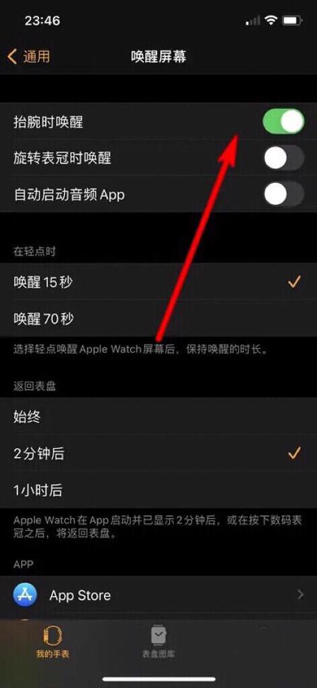 苹果抬腕亮屏在哪里设置缩略图