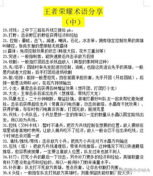 王者荣耀游戏术语缩略图
