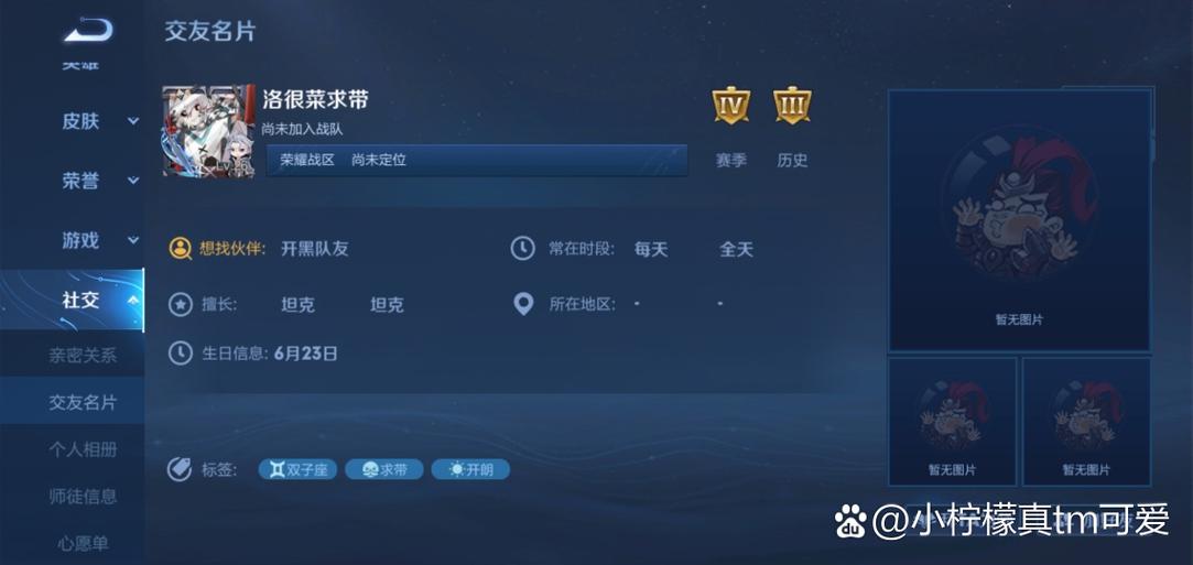 王者荣耀交友名片游戏截图