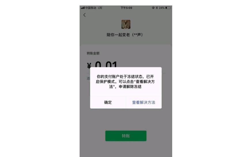 微信支付密码被锁定后多久可以解冻