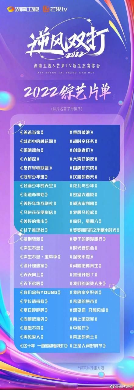 芒果台所有综艺节目缩略图