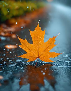 描写雨中的枫叶