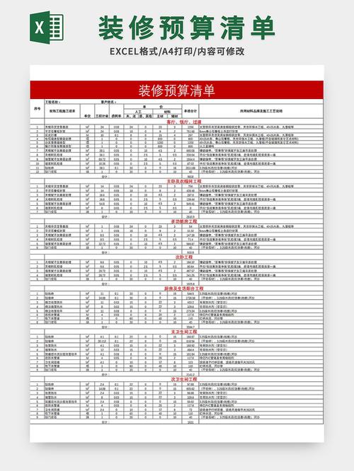 装修清单表格范本
