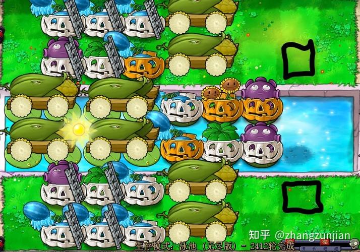 植物大战僵尸泳池无尽版阵型8炮