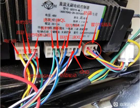 小鸟黑鹰2S电摩控制器插口图解