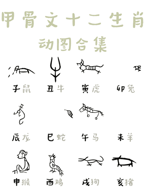 12生肖排行顺序甲骨文图标
