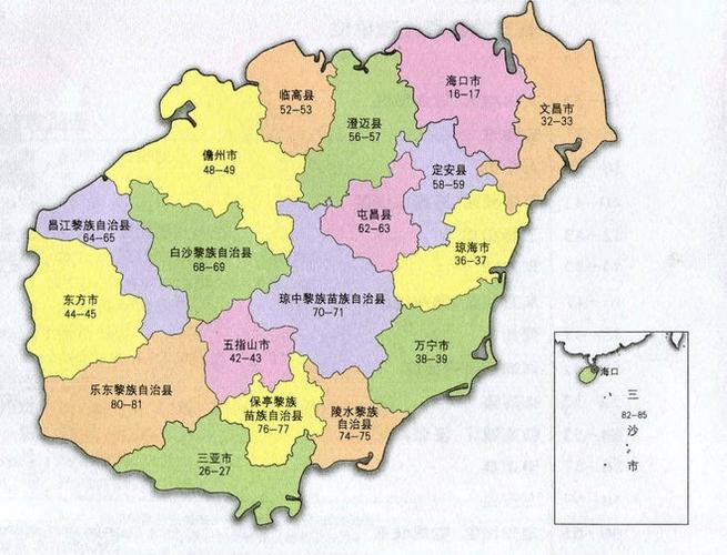 海南省13个市地图缩略图