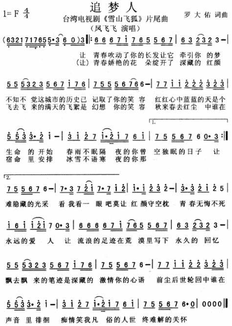 《追梦人》简谱图标