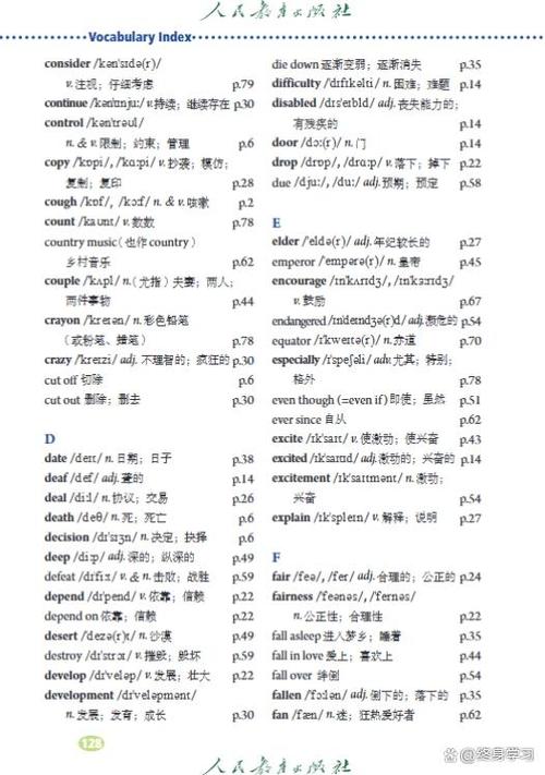 八年级下册英语科普版单词表缩略图