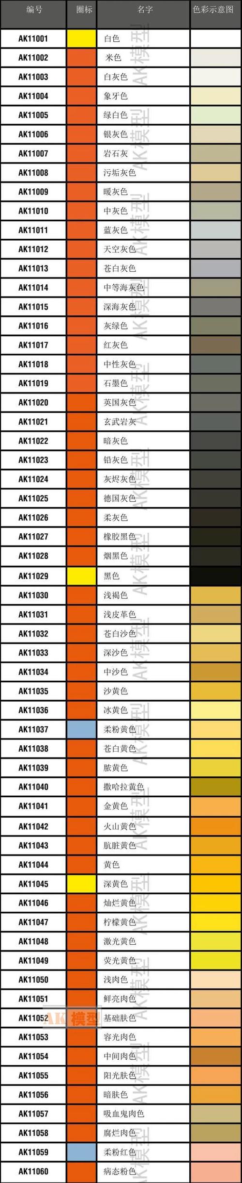 枪色颜色对照表缩略图