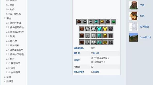 mc所有盔甲的耐久值图标