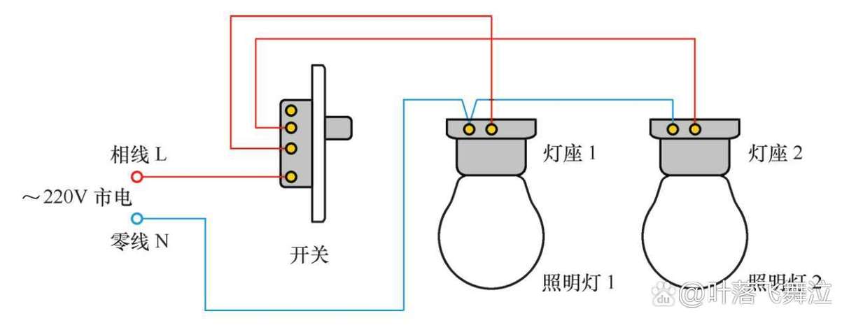 一个开关控制两个灯怎么接线缩略图