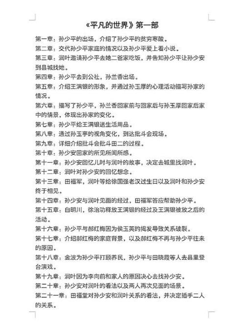平凡的世界第一部每章内容概括缩略图