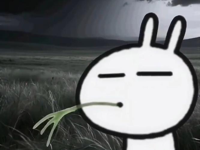 忧郁兔子叼草表情包图标