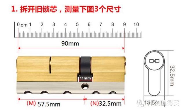 锁芯尺寸测量示意图