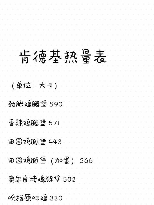 一顿kfc热量是多少大卡