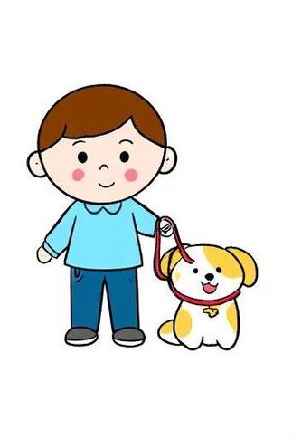 牵狗动漫图