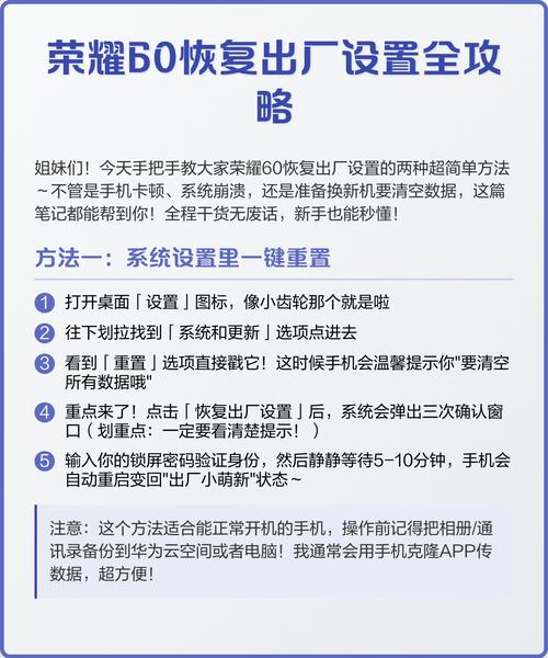荣耀怎么恢复出厂设置方法图标