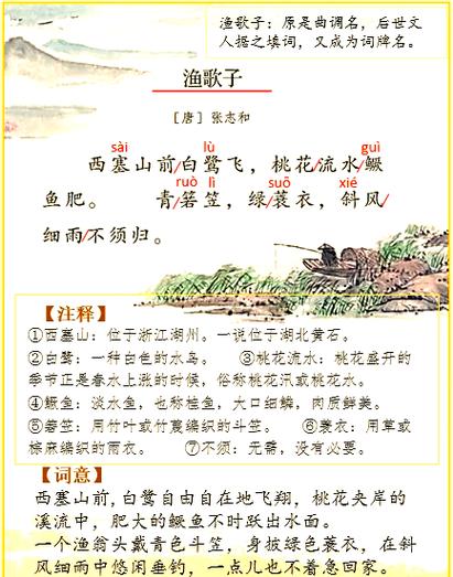 张志和的《渔歌子》背景