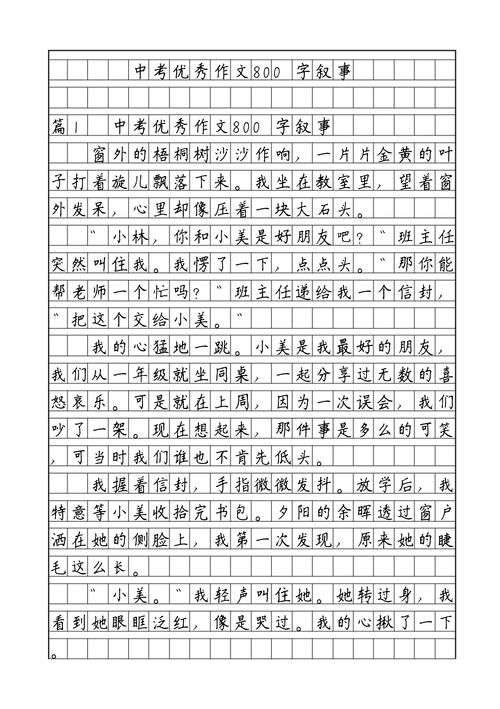 中考记叙文800字范文缩略图