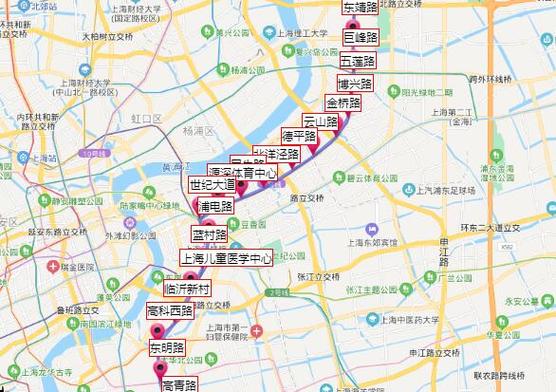 上海地铁6号线路线图及站名图标