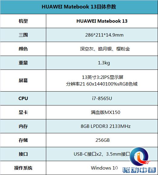 华为matebook13配置参数