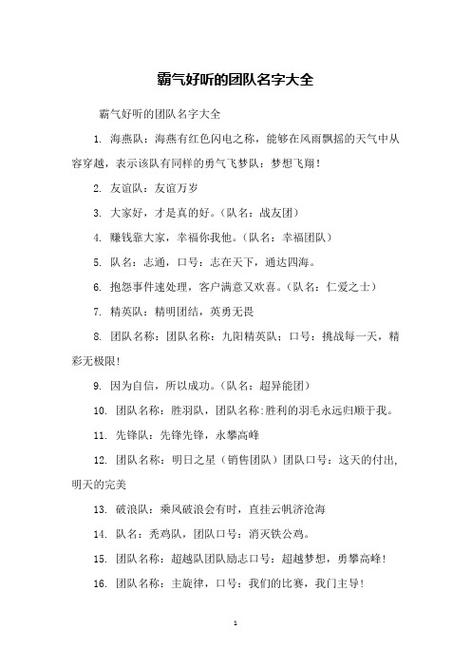 战队霸气名字缩略图