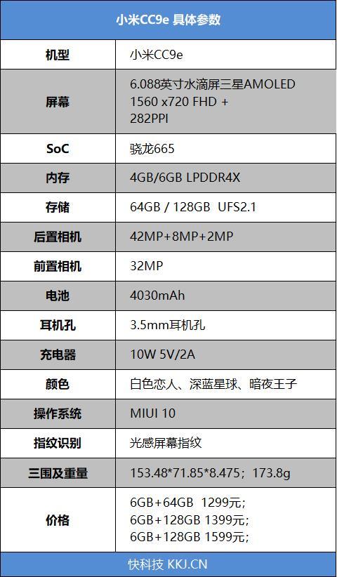 小米cc9e手机参数图标