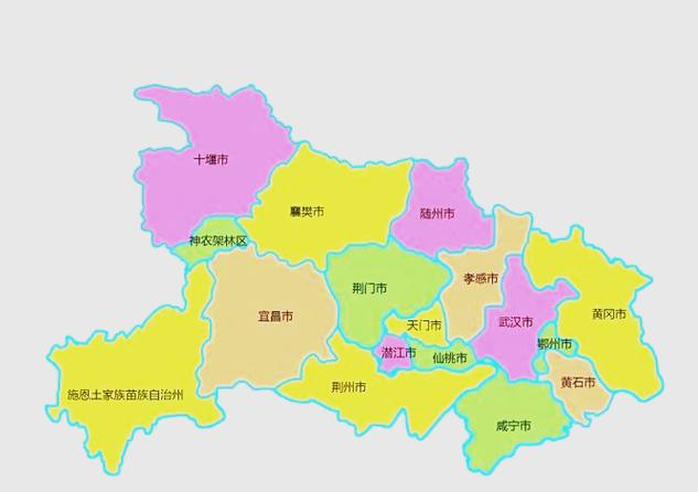 湖北省地图各市县缩略图
