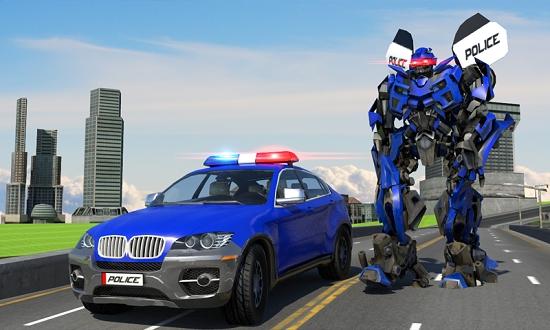警车机器人绳索英雄