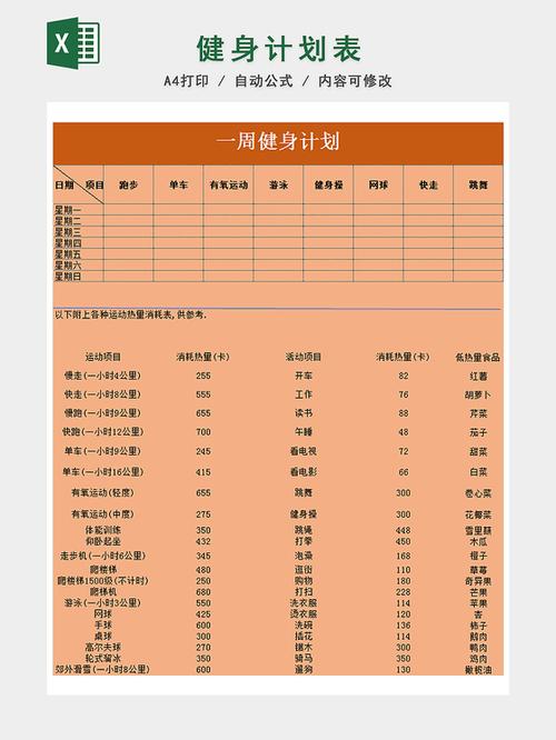 减肥计划表可打印缩略图