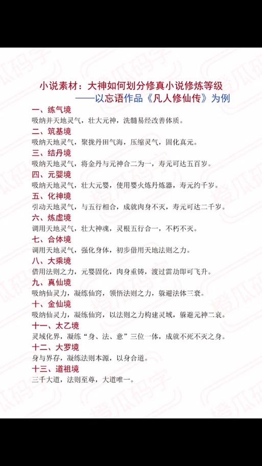 修仙十二个等级缩略图