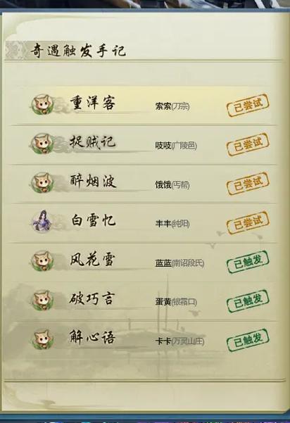 剑三艺人奇遇触发条件图标