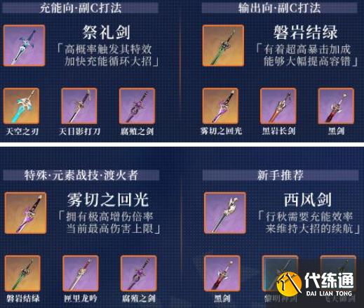 行秋三星武器推荐排行缩略图