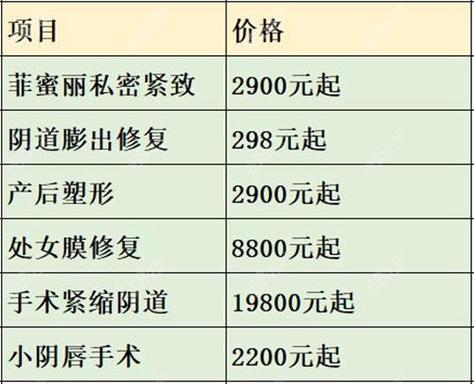 私密紧致手术的价格缩略图