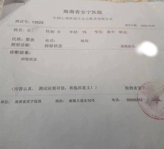 抑郁症诊断报告缩略图