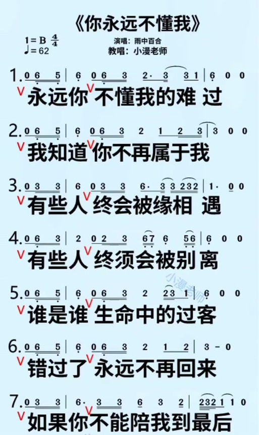 你永远不懂我的歌词完整版